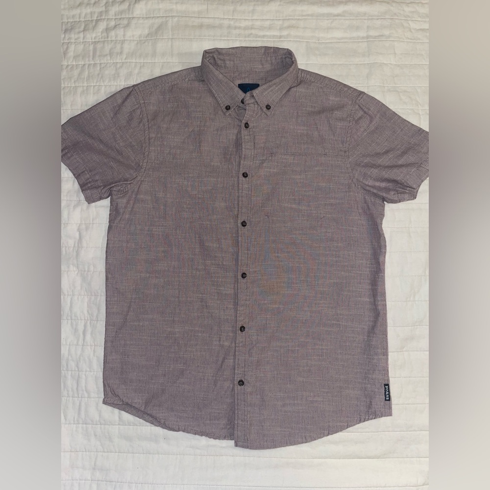 Prana Men's Casual Brown Button Down Short Sleeve Med